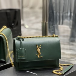 YSL SUNSET MEDIUM CHAIN BAG IN SMOOTH LEATHER SIZE:22 X 16 X 8 CM