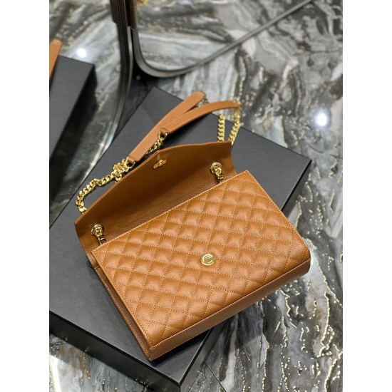 YSL Envelope Bag Grained Embossed Quilted Size: 24x17.5x6cm