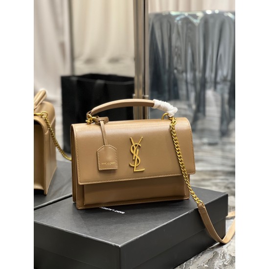 YSL SUNSET MEDIUM TOP HANDLE IN SMOOTH LEATHER SIZE: 25X18X5CM
