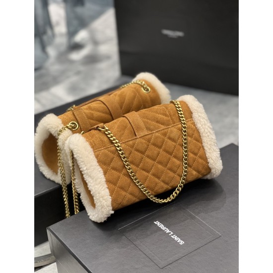 YSL Envelope Bag Lamb's Wool Suede Size: 21x13x6cm