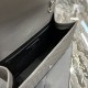 YSL Envelope Bag Grey Silver Buckle Medium Grain Embossed Quilted Size: 24x17.5x6cm