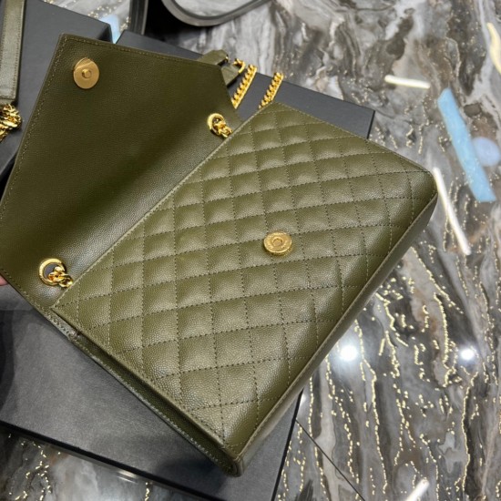 YSL Envelope Bag Grained Embossed Quilted Size: 24x17.5x6cm