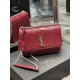 YSL SUNSET MEDIUM CHAIN BAG IN CROCODILE EMBOSSED SHINY LEATHER SIZE:22 X 16 X 8 CM