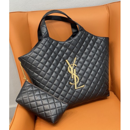 YSL ICARE MAXI SHOPPING BAG IN QUILTED LAMBSKIN size: 38/58 X 43 X 8 CM