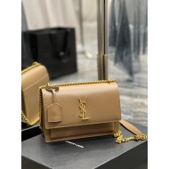 YSL SUNSET MEDIUM CHAIN BAG IN SMOOTH LEATHER SIZE:22 X 16 X 8 CM