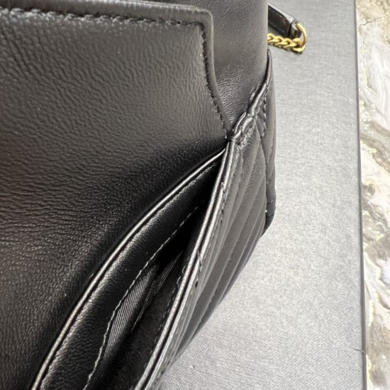 YSL JOE MINI BUCKET BAG IN QUILTED LAMBSKIN Size:19x13x13cm