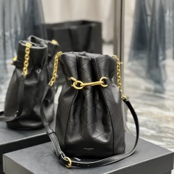 YSL LE MAILLON HOOK BUCKET BAG IN SUPPLE LEATHER Size: 19 X 27 X 12 CM