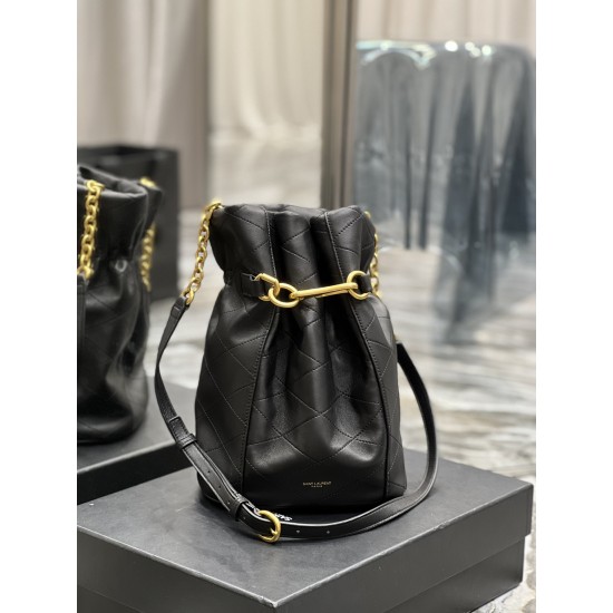 YSL LE MAILLON HOOK BUCKET BAG IN SUPPLE LEATHER Size: 19 X 27 X 12 CM