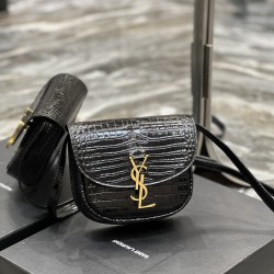 YSL KAIA SMALL SATCHEL IN SHINY CROCODILE-EMBOSSED LEATHER Size:18 X 15,5 X 5,5 CM