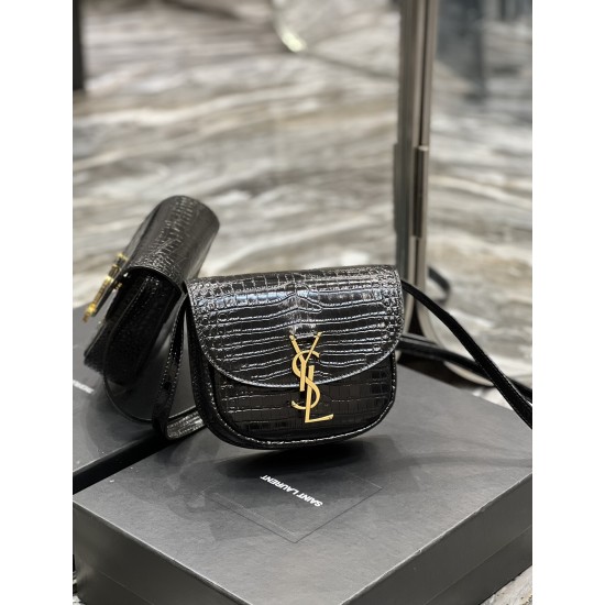 YSL KAIA SMALL SATCHEL IN SHINY CROCODILE-EMBOSSED LEATHER Size:18 X 15,5 X 5,5 CM