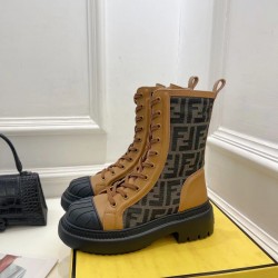 Fendi Domino Beige leather biker boots