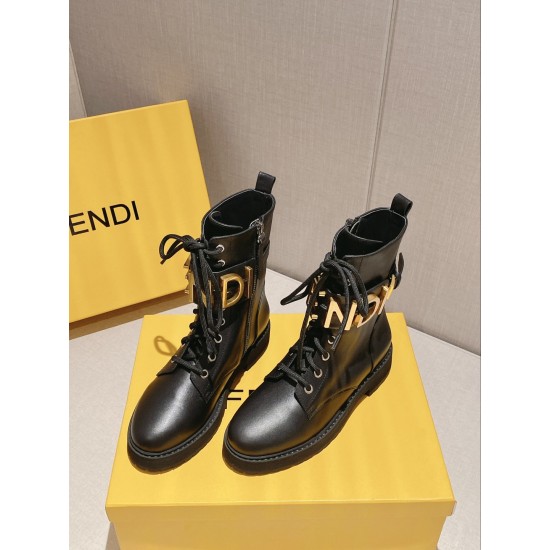 Fendi graphy Black leather biker boots