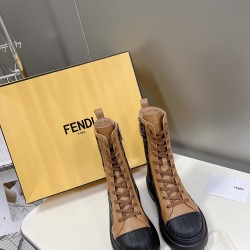 Fendi Domino Beige leather biker boots