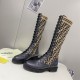 Fendi Rockoko Black leather ankle boots with stretch fabric