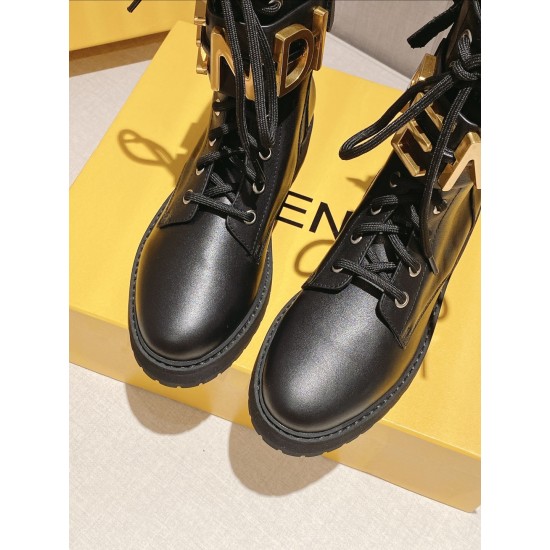 Fendi graphy Black leather biker boots