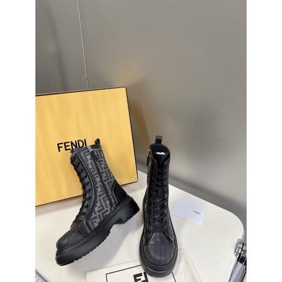 Fendi Domino Black leather biker boots