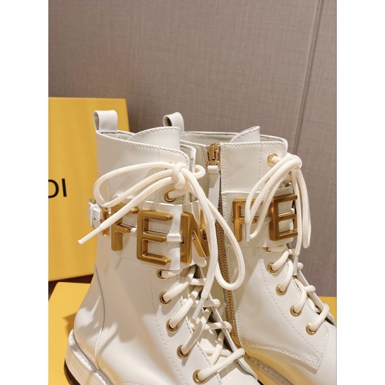 Fendi graphy White leather biker boots