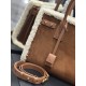 YSL SAC DE JOUR SUPPLE MEDIUM IN SUEDE AND SHEARLING SIZE: 32x25x16.5cm
