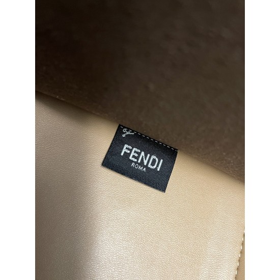 FENDI SUNSHINE MEDIUM Brown FF jacquard fabric shopper