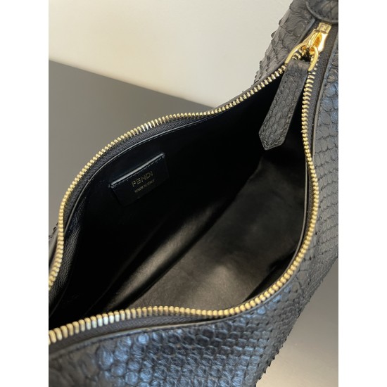 FENDIGRAPHY SMALL Black python leather bag