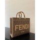 FENDI SUNSHINE MEDIUM Brown FF jacquard fabric shopper