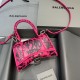 BALENCIAGA HOURGLASS HANDBAG GRAFFITI IN OPTIC WHITE