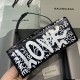 BALENCIAGA HOURGLASS HANDBAG GRAFFITI IN OPTIC WHITE