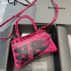 BALENCIAGA HOURGLASS HANDBAG GRAFFITI IN OPTIC WHITE