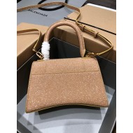 BALENCIAGA HOURGLASS HANDBAG IN SPARKLING FABRIC IN GOLD  Size:23x10x24CM