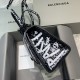 BALENCIAGA HOURGLASS HANDBAG GRAFFITI IN OPTIC WHITE