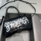 BALENCIAGA HOURGLASS HANDBAG GRAFFITI IN OPTIC WHITE