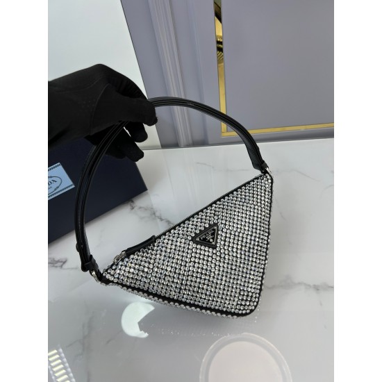 Prada Crystal-studded satin pouch