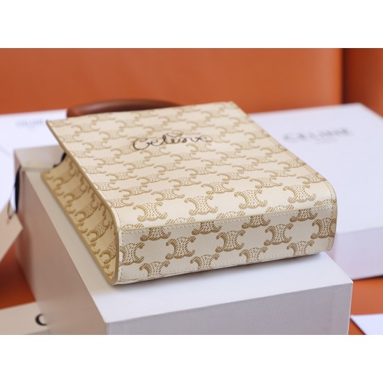 CELINE MINI VERTICAL CABAS IN TRIOMPHE CANVAS AND CALFSKIN WITH CELINE PRINT