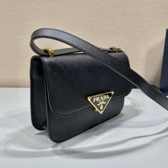 Prada Emblème Saffiano shoulder bag Size:22x16x6CM