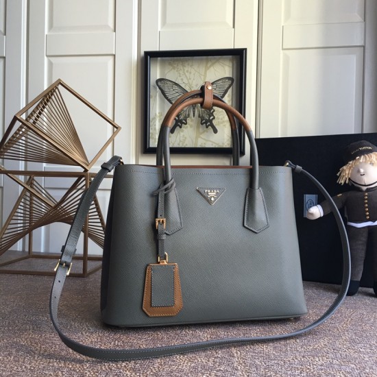 Medium Saffiano Leather Double Prada Bag