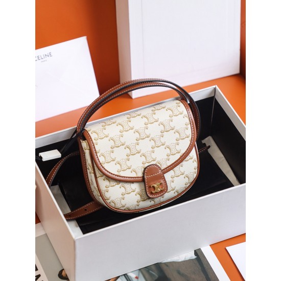 CELINE MINI BESACE IN TRIOMPHE CANVAS AND CALFSKIN