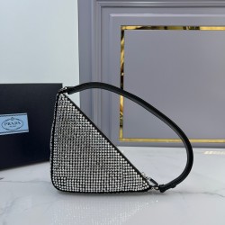 Prada Crystal-studded satin pouch