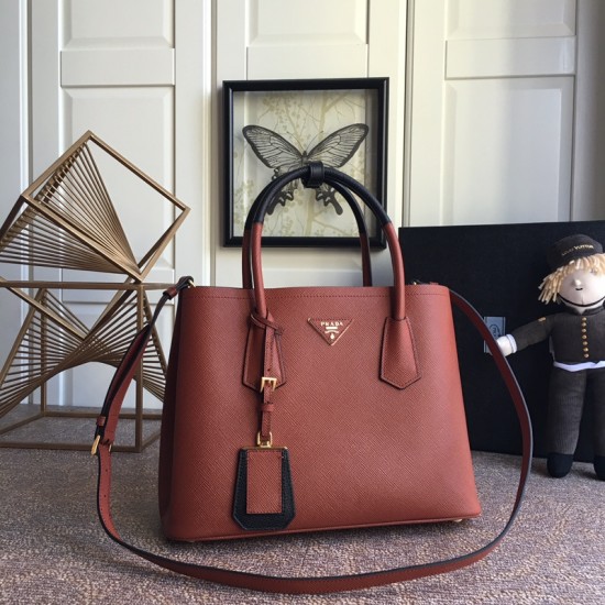 Medium Saffiano Leather Double Prada Bag