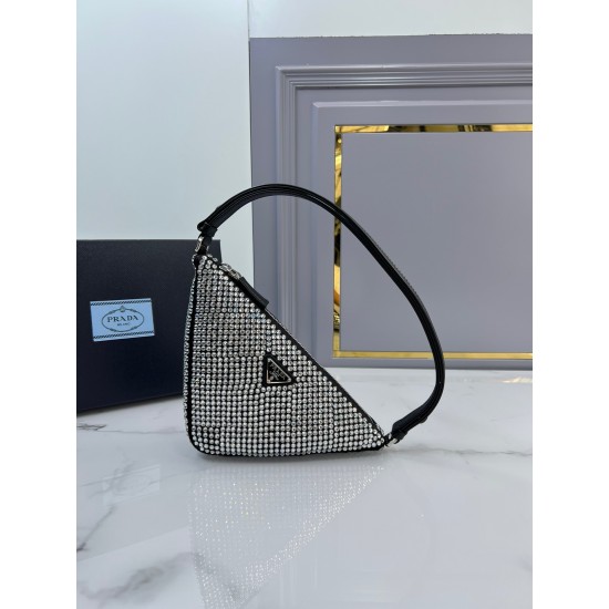 Prada Crystal-studded satin pouch