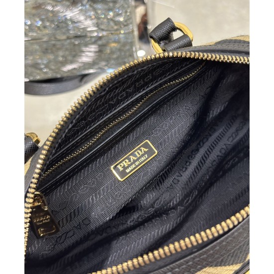 Prada Symbole embroidered fabric top-handle bag