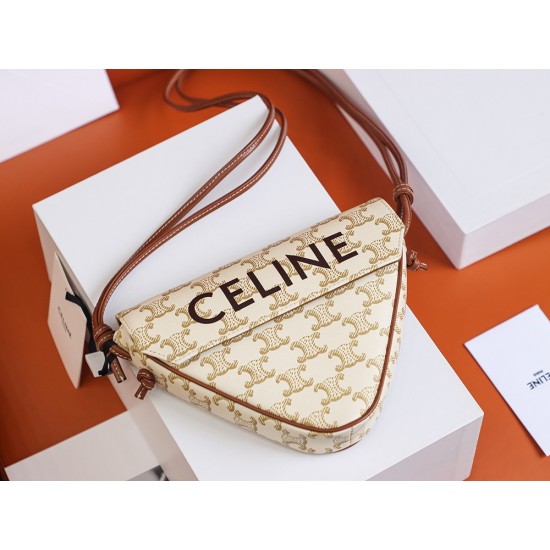 CELINE TRIANGLE BAG IN TRIOMPHE CANVAS WITH CELINE PRINT