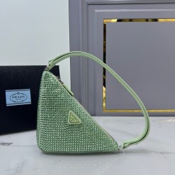 Prada Crystal-studded satin pouch
