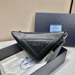 Leather Prada Triangle pouch Size: 26x14x5cm