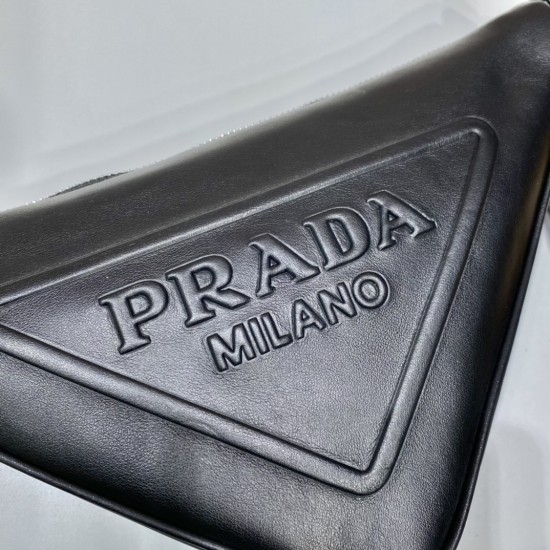 Leather Prada Triangle pouch Size: 26x14x5cm