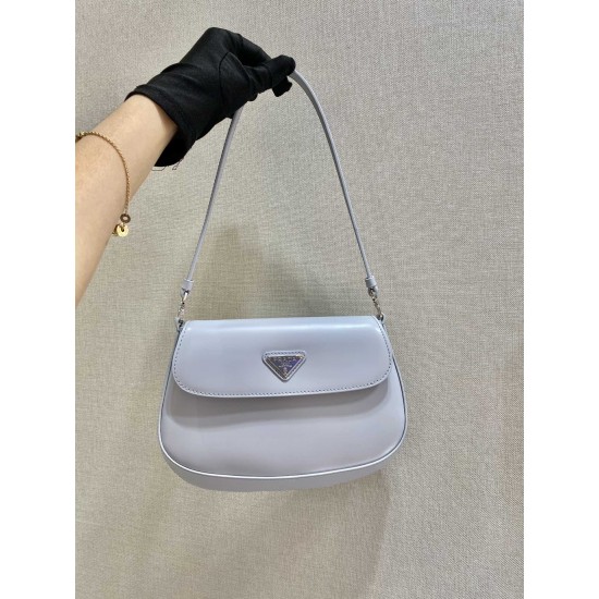 Prada Cleo brushed leather shoulder bag with flap Size:22x15.5x4cm