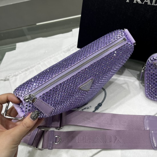 PRADA TRIANGLE CRYSTAL SHOULDER BAG SIZE:20X27.5X20cm