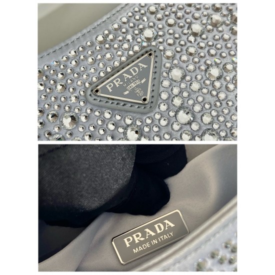 Prada Cleo satin bag with crystals Size: 22x18.5x4.5CM