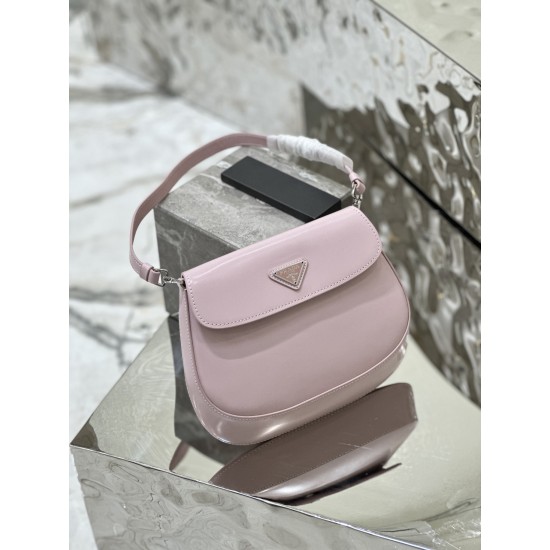 Prada Cleo brushed leather shoulder bag with flap Size:22x15.5x4cm