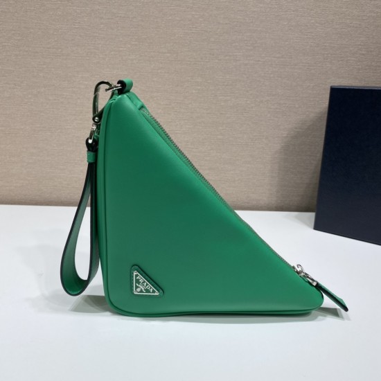 Leather Prada Triangle pouch Size: 26x14x5cm