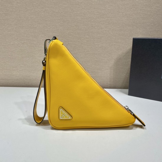 Leather Prada Triangle pouch Size: 26x14x5cm